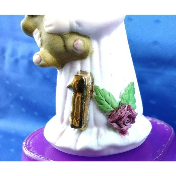 Vintage Enesco Giftware Brunette Kid 1 Birthday Girl Growing Up Girls 1982 - Picture 5 of 9